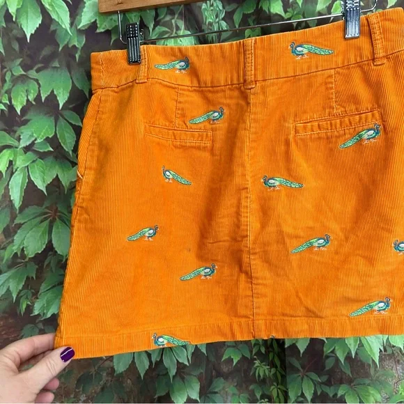 J. CREW Orange Peacock Embroidered Corduroy Miniskirt, 4 - Picture 8 of 9
